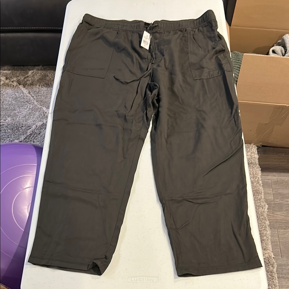 LOFT Gray Cargo Pants with Elastic Waistband
